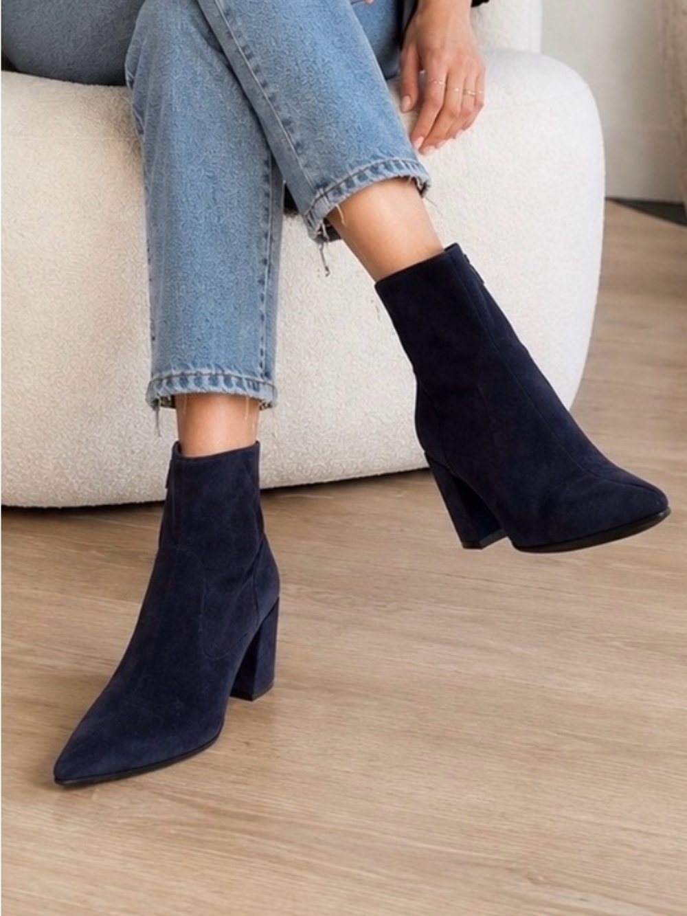 Hobbs London Navy Suede Pointed Toe Ankle Boots EU 40 US 9